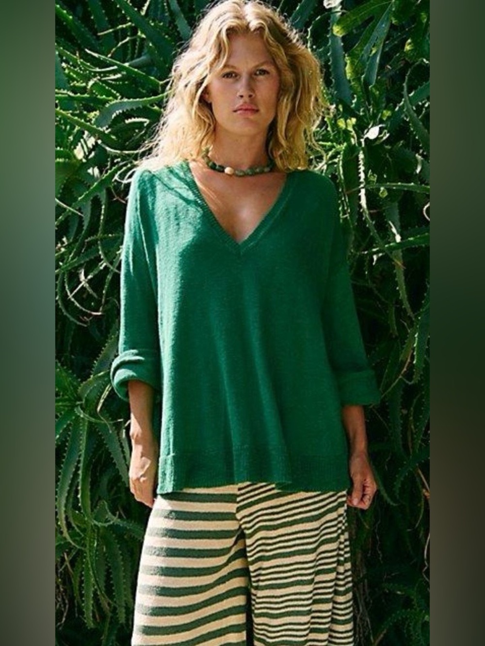 NWT FREE PEOPLE BEACH ISADORA REVERSIBLE SWEATER TUNIC VIVID GREEN - Picture 1 of 3